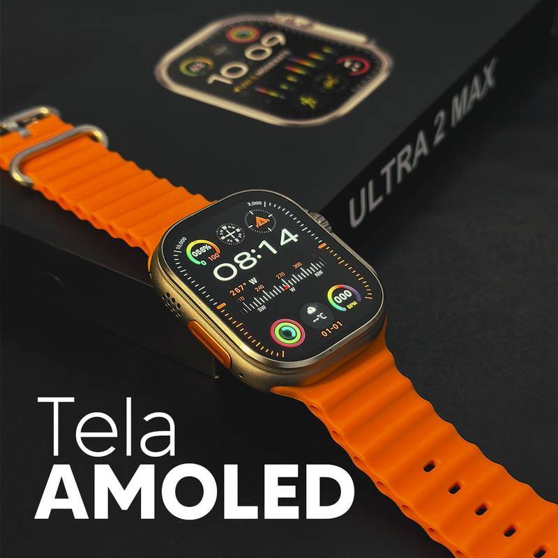 Ultra 2 Max – Tela AMOLED | CPU Dual Core | 2GB de Armazenamento + Pulseira de Silicone Grátis