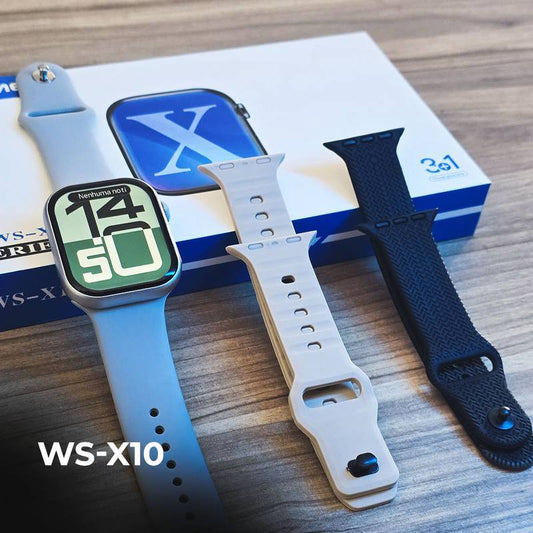 WS-X10 Série 10 – Smartwatch Premium com 3 Pulseiras + Funções Avançadas