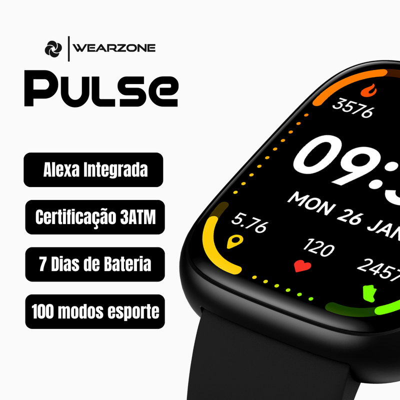 PULSE WEARZONE | Smartwatch com Alexa Integrada, Resistente à Água, Bateria de Longa Duração