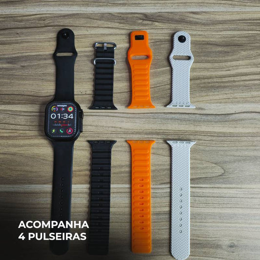 Smartwatch N10 Ultra 49mm | Kit com 4 Pulseiras | Ligações + Funções Premium