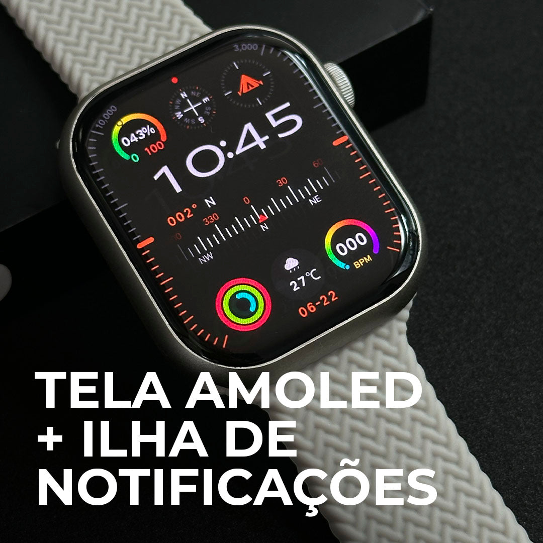 XW9 PRO Smartwatch – Tela AMOLED Ultra HD, 2GB de Armazenamento, CPU Dual Core, Ilha de Notificações e Função Dois Gestos