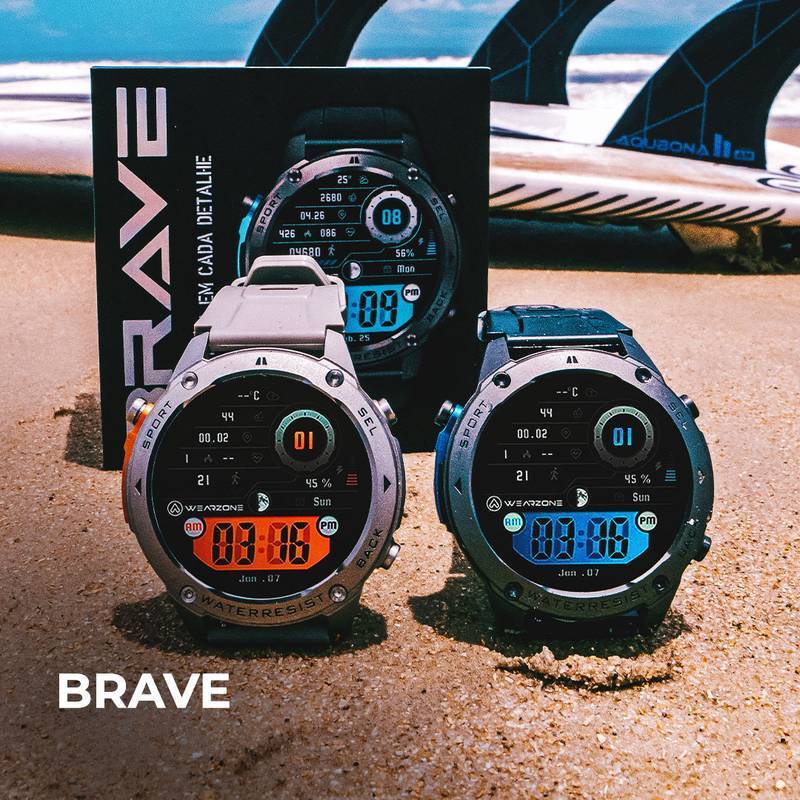 WEARZONE BRAVE | GPS de Dupla Frequência | 5ATM | Resistência Militar IP69K